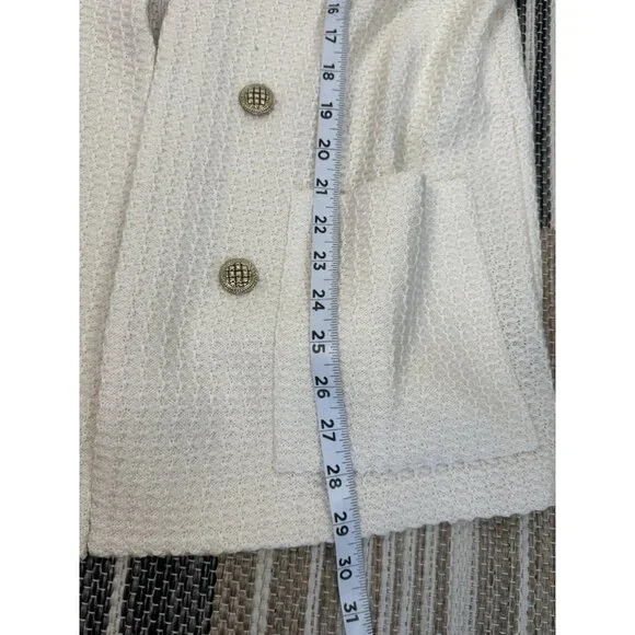 St John NWT Knit Wool Ivory 2 Button Pocket Jacket Size 12 MSRP $1595